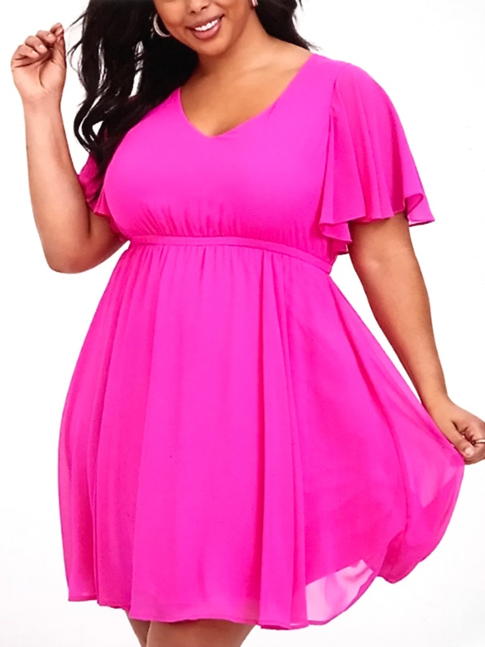 TORRID Pink Chiffon Skater Dress Size 30 Flutter Sleeves Plus Size 6X NWT